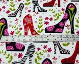 Tippy Toes Fabric by Dana Brooks for Henry Glass &amp; Co, Shoes,  White, 1 ... - £11.49 GBP