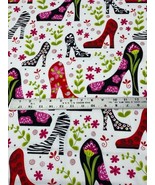 Tippy Toes Fabric by Dana Brooks for Henry Glass &amp; Co, Shoes,  White, 1 ... - £11.44 GBP
