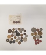 Vintage Foreign Coin &amp; Token Lot of 40+, Estate Cleanout, LOOK - £15.53 GBP