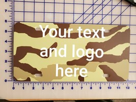 Personalized License Plate Camouflage Tag Gift Customize Text &amp; Picture Auto Tag - £9.76 GBP+