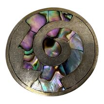 Vtg Artist Abalone Pin Silver 925 Swirl Taxco Mexico Brooch Pendant Shel... - $35.00