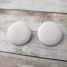 Vintage Clip On Earrings - Off White Metal Circle Retro 1&quot; - $11.99