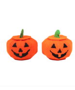 Vintage 90s Lot of 2 Hand Knit Yarn Halloween Pumpkins Jack O Lanterns O... - $34.60