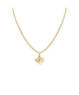 Genuine 14k Yellow Gold 0.59&quot; CZ 15 Butterfly Heart Quinceanera Necklace... - $368.00+