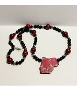 Vintage Costume Handmade Necklace Maine 19&quot; Polished Pink Red Agate B65 - $484.29 MXN