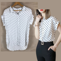 Per Se Women&#39;s Short Sleeve Polka Dot Button-front Top Nwt Small - $14.00