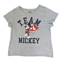 Disney Team Mickey Mouse T Shirt Women&#39;s Short Sleeve Gray Graphic XL Missy - £10.12 GBP