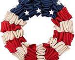 NEW American Flag Patriotic Stars &amp; Stripes Burlap Wreath 17 in. red whi... - £15.94 GBP