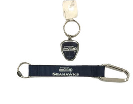 Set Of 2 Keychains NFL Seattle Seahawks Keychain &amp; Clip Officially Licen... - £7.71 GBP