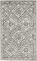 3' X 5' Grey Ivory And Blue Southwestern Power Loom Non Skid Area Rug - $1,510.87 MXN