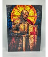 New Displate Stained Glass Knight Crusader 17.7&quot; x 12.6&quot; Matte Metal Pos... - $647.93 MXN