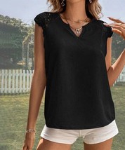 Zowodo Black Lace Sleeve V-Neck Tank (Xl) - £11.66 GBP