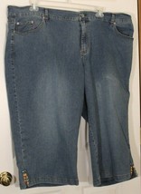 Avenue Women&#39;s Plus Sz 26 Stretch Denim Jeans Capri Pants Wood Beads &amp; Stones - £15.97 GBP