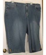 Avenue Women&#39;s Plus Sz 26 Stretch Denim Jeans Capri Pants Wood Beads &amp; S... - €17,24 EUR