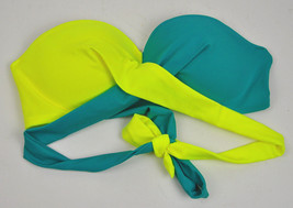 Victoria&#39;s Secret Pink Teal Fluorescent Yellow Push Up Swimsuit Underwire Top S - £12.07 GBP