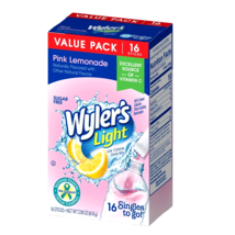 Wyler&#39;s Light Pink Lemonade Singles To Go Drink Mix 16-Count Pack SAME-D... - £7.97 GBP