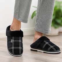 Winter men slippers Non slip Keep warm House shoes for male Soft Velvet Home sli - £21.59 GBP