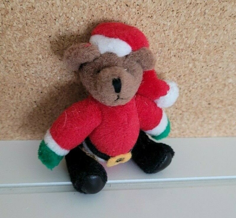 VINTAGE 3&quot; Miniature SANTA SUIT JOINTED BROWN BEAR - $4.90