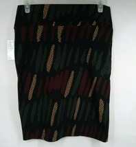 NWT Lularoe Cassie Pencil Skirt Black With Colorful Designs Size L - £12.11 GBP