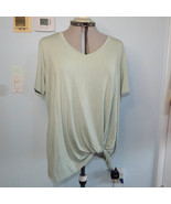 Matty M Plus Size 2X Light Olive Green V Neck Twist Front Blouse Shirt Top NEW - $18.70