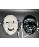 Vintage Pair of Ceramic Theater Drama Face Masks in Black and White - £32.17 GBP