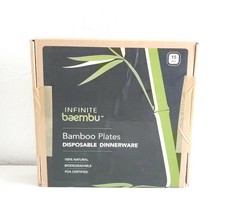 Baembu Bamboo Disposable Plates Set 15PK Square 9&quot; Entertainment Camping BioDegr - £19.77 GBP