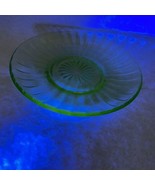 Uranium Green Glass Saucer Ribbon Hazel Atlas Depression Glows Vintage - $14.27