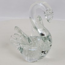 Vintage Murano ART Glass Swan Paperweight Figurine Clear 4 Inch Tall - $20.57