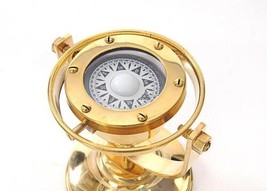 Compass GIMBALED Nautical Golden Glow Shiny Brass Gold - $79.00
