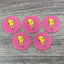 1993 Mighty Morphin Power Rangers Board Game Pink Chips X 5 Replacement Parts - £4.59 GBP