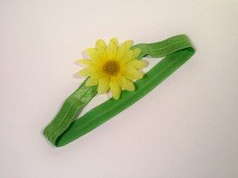 Pale Green Foldover Elastic Headband. Soft Elastic Baby Spring Flower Headband.  - £4.78 GBP