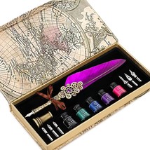 Nc Quill Pen Ink Set,Feather Pen Set Includes 5 Bottles Of Ink And 6, Pu... - $37.99