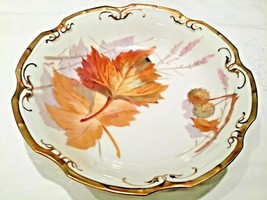 Vintage Limoges Hand Painted Bowl Fall Theme Leaves Pattern 1910 8 3/4” - $42.08