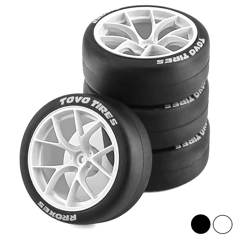 4pcs 65mm Plastic Wheel Rubber Tire For 1/10 RC Car On Road Touring Tamiya TT01 - £26.66 GBP