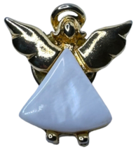 Angel Pin Brooch Small White Gold Tone Halo Wings Holiday Jewelry Christian - £6.36 GBP
