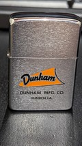 ZIPPO ADVERTISING LIGHTER - circa 1950&#39;s DUNHAM MFG CO - MINDEN, LOUISIANA - $125.00