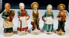 Lot of 5 Vintage Figurines Farmers, 4 3/4&quot; - £31.13 GBP