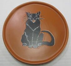 Halloween Stoneware Black Cat Orange Appetizer Plate 6&quot; Threshold - £11.04 GBP