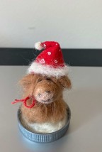 Christmas Highland Cow Ornament, Christmas Cow Ornament, Christmas Needle Felted - £20.78 GBP