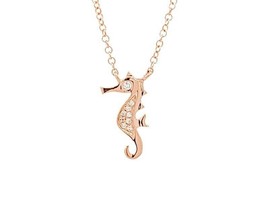 1Ct Round Cut Lab-Created Diamond Seahorse Unisex Pendant 14k Rose Gold Plated - £110.76 GBP