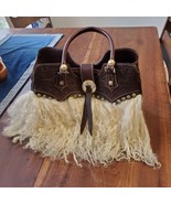  Montana Handtooled Leather Handbag/Purse with woolly front - $85.00