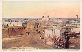 Pueblo Of Isleta New MEXICO-NATIVE American Village~Fred Harvey Postcard - £5.87 GBP