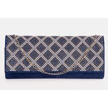 The Nampula Sax Blue Glitter Suede Leather Clutch image 2