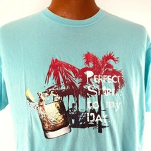IZOD Tiki Hut Cocktail Large Perfect Start To My Day T Shirt Teal Rum Co... - $29.99