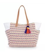 NEW No Boundaries Caroline Aztec Boho Chevron Woven Beach Tote Bag w/ Ta... - $345.31 MXN