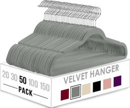 Utopia Home Velvet Hangers 50 Pack - Non-Slip Clothes - Grey - £29.66 GBP