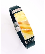 Leather Bracelet with Baltic Amber for Men Women Unisex - £43.82 GBP