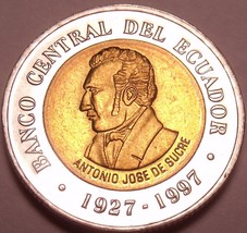 Gem Unc Bi-Metal Ecuador 1997 100 Sucres~70th Anniversary Of Central Bank~Fr/Shi - £3.59 GBP