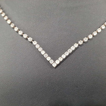 43.55CT Round Cut Real Moissanite Pretty Tennis Necklace 14K White Gold Plated - £686.42 GBP