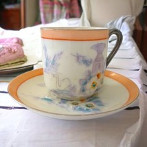 Gotta Yu Shoten Tea Cup Bone China Moriage Antique Demitasse Swan Floral Teacup - £19.54 GBP